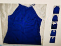 Violet & Claire women's sleeveless top size L blue polyester satin grunge boho goth
