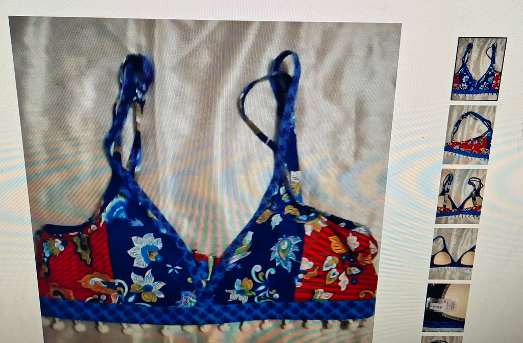 social angel women's bikini top size M bra-cup A hook back fun time pool or beach

