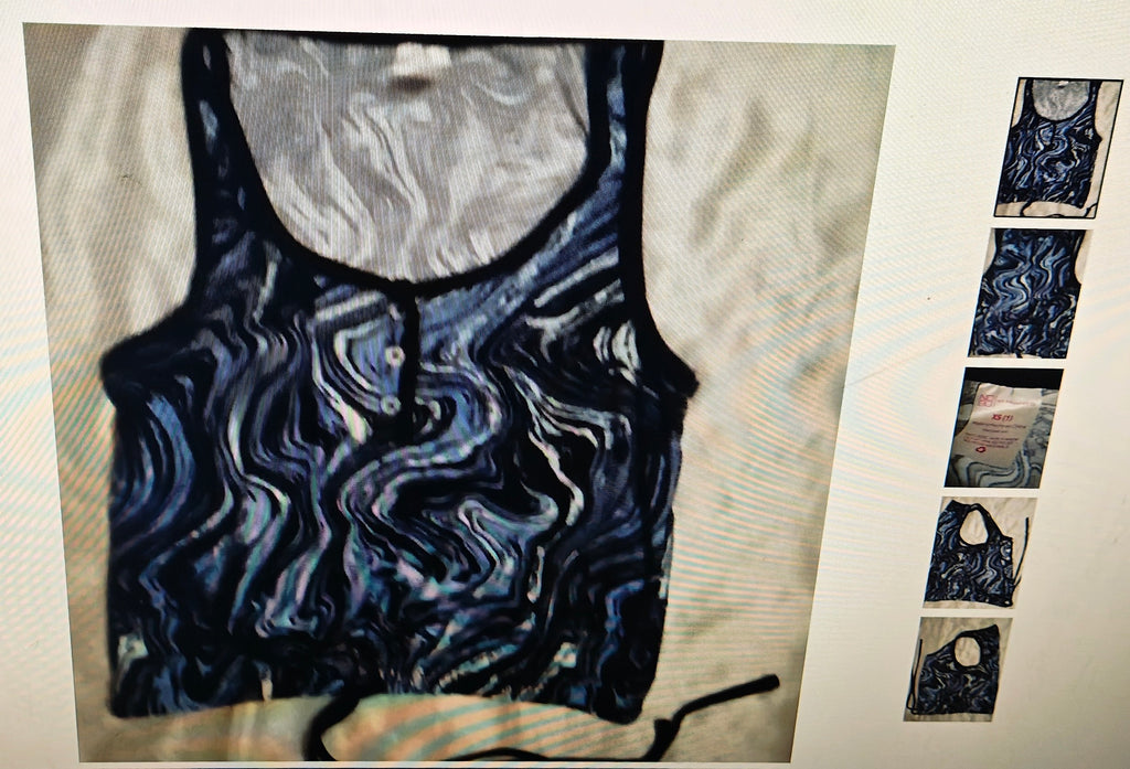 No Boundaries women's tank size XL (1) blue draw string goth boho grunge sleeveless
