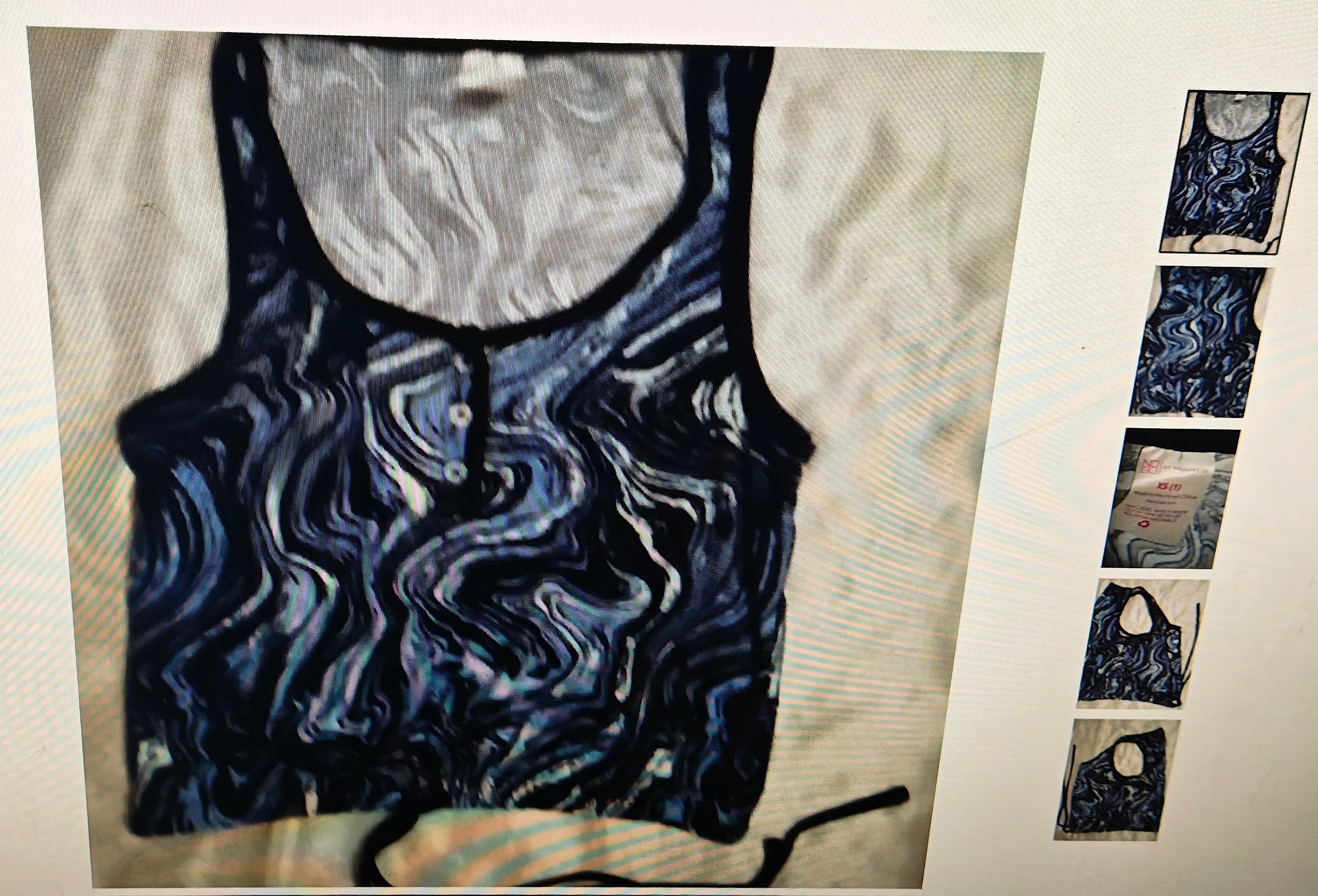 No Boundaries women's tank size XL (1) blue draw string goth boho grunge sleeveless
