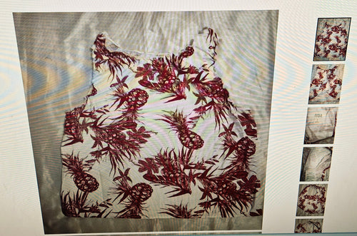 a.n.a women's top size L floral burgundy/white sleeveless cottage summer wear
