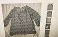 Charming Charlie women's blouse size M navy/white long sleeves sheer boho work
