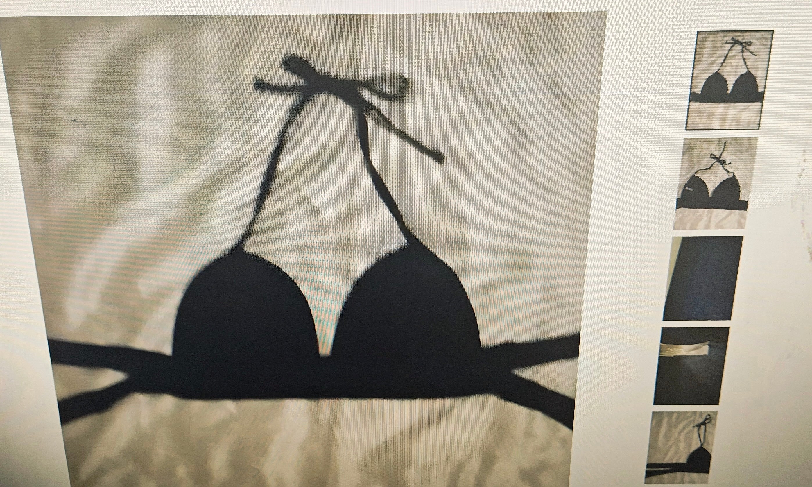 aerie women's bikini top size L navy spaghetti/band strap goth grunge boho

