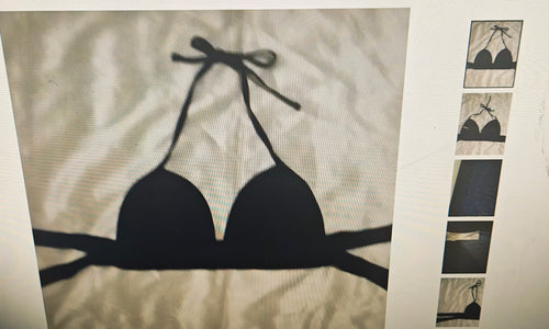 aerie women's bikini top size L navy spaghetti/band strap goth grunge boho
