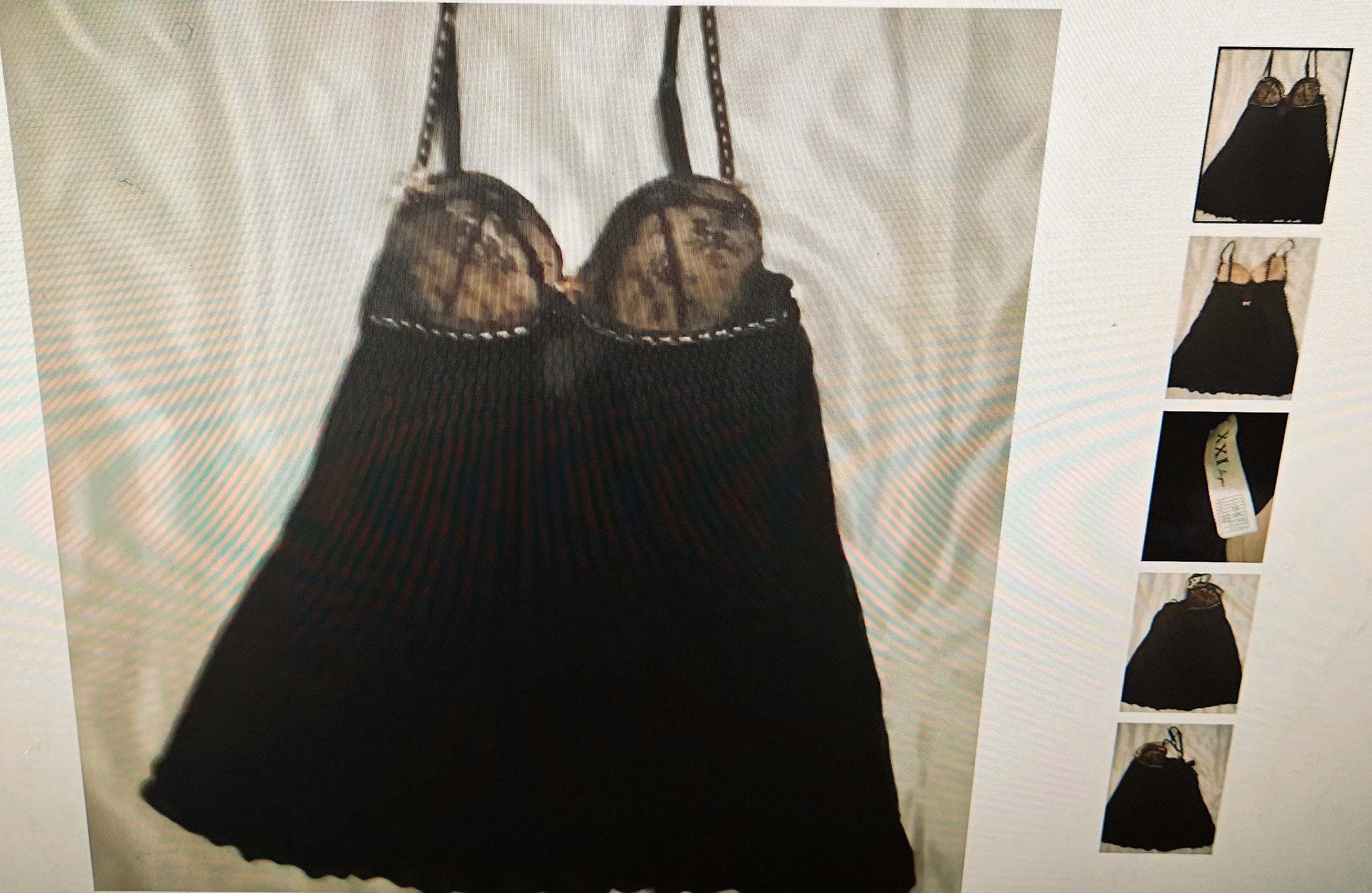 XXI lingerie top size S black & pink ribbon and trimmings mesh beige cup romantic
