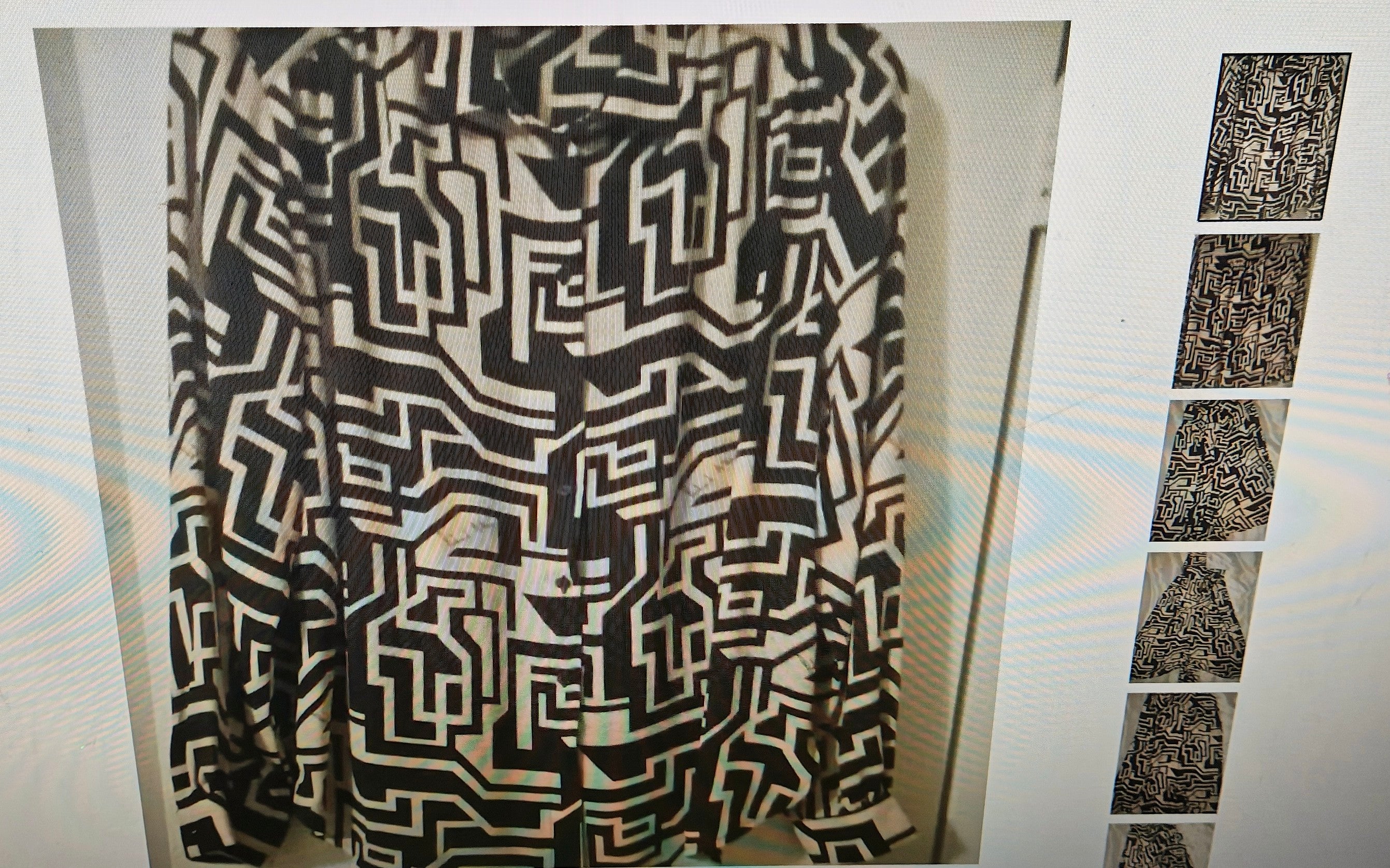 Richard Allen x H&M women's blouse size 10 black cream geometric long sleeves grunge
