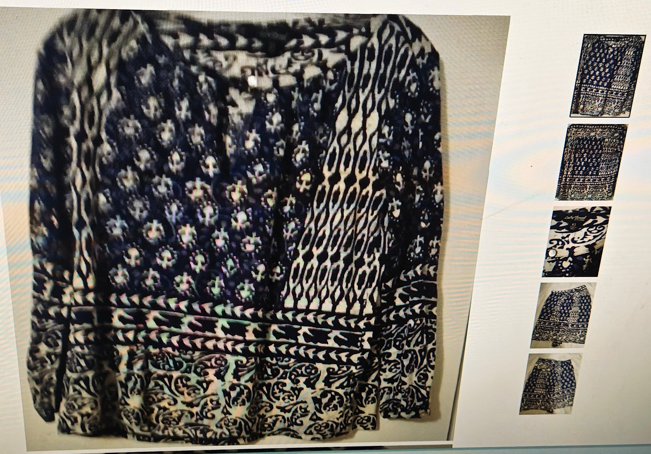 Luck Brand women's blouse size XS blue/white geometric boho grunge goth wear
