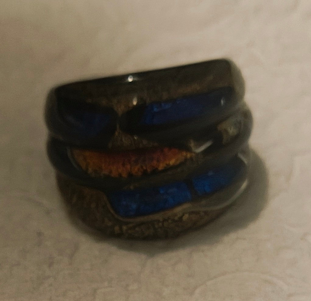 Handmade women glass acrylic ring US size 11.5 multicolor