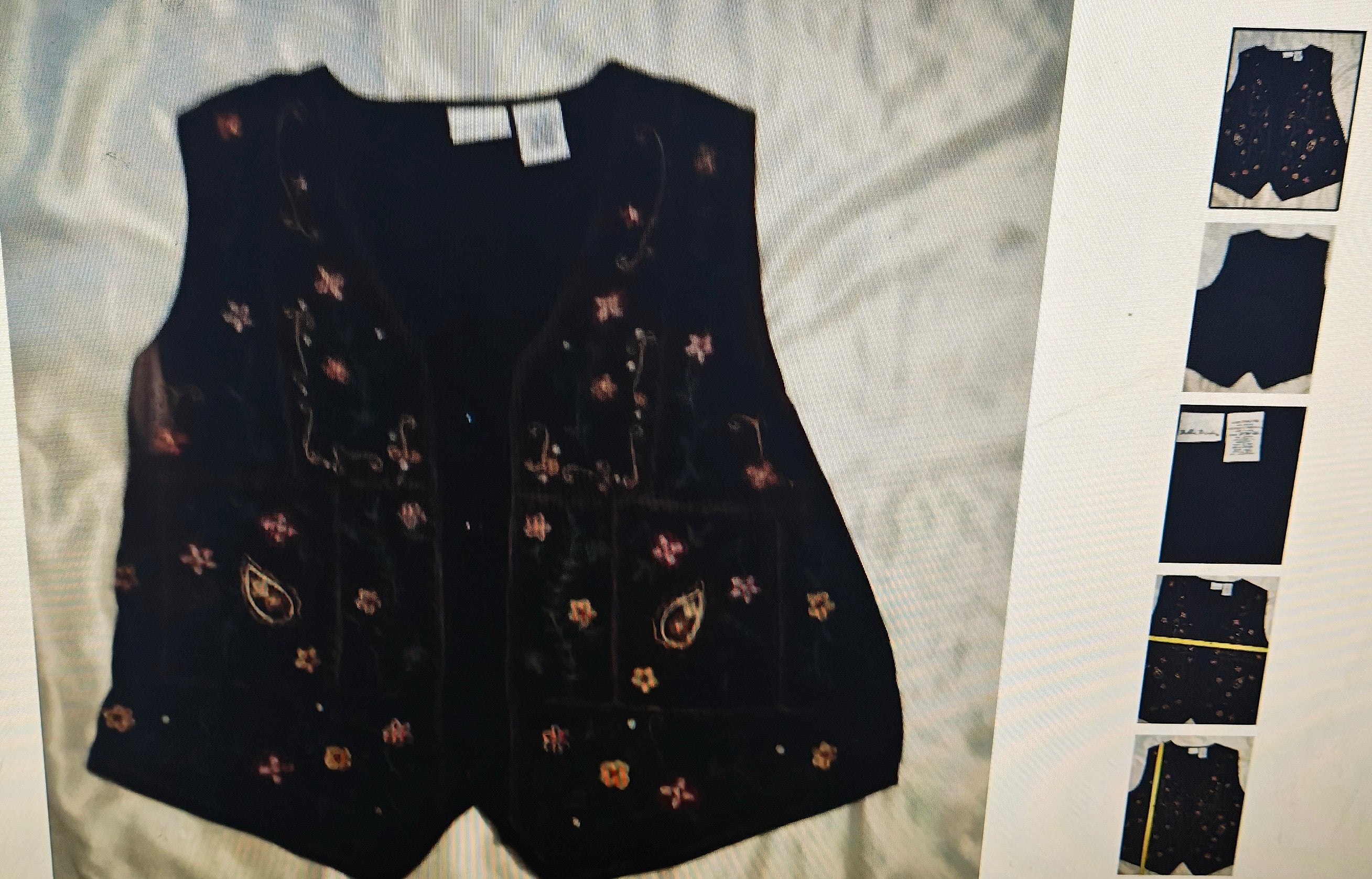 Vintage Bobbie Brooks Y2K women's black vest size L(12-14) embroidered retro wear
