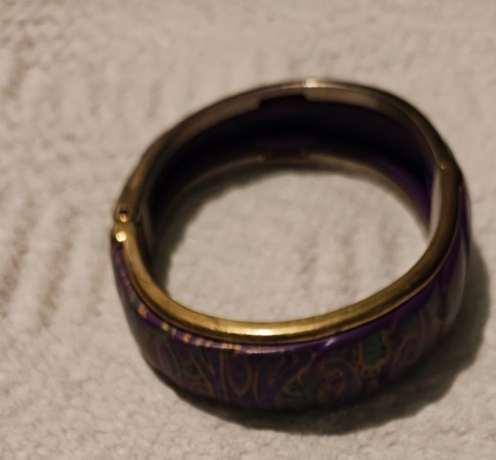 Vintage purple bracelet with gold plate highlights standard size bracelet