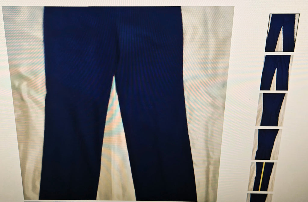 Dino Man dressy pants 100% wool size 34 blue with side pockets
