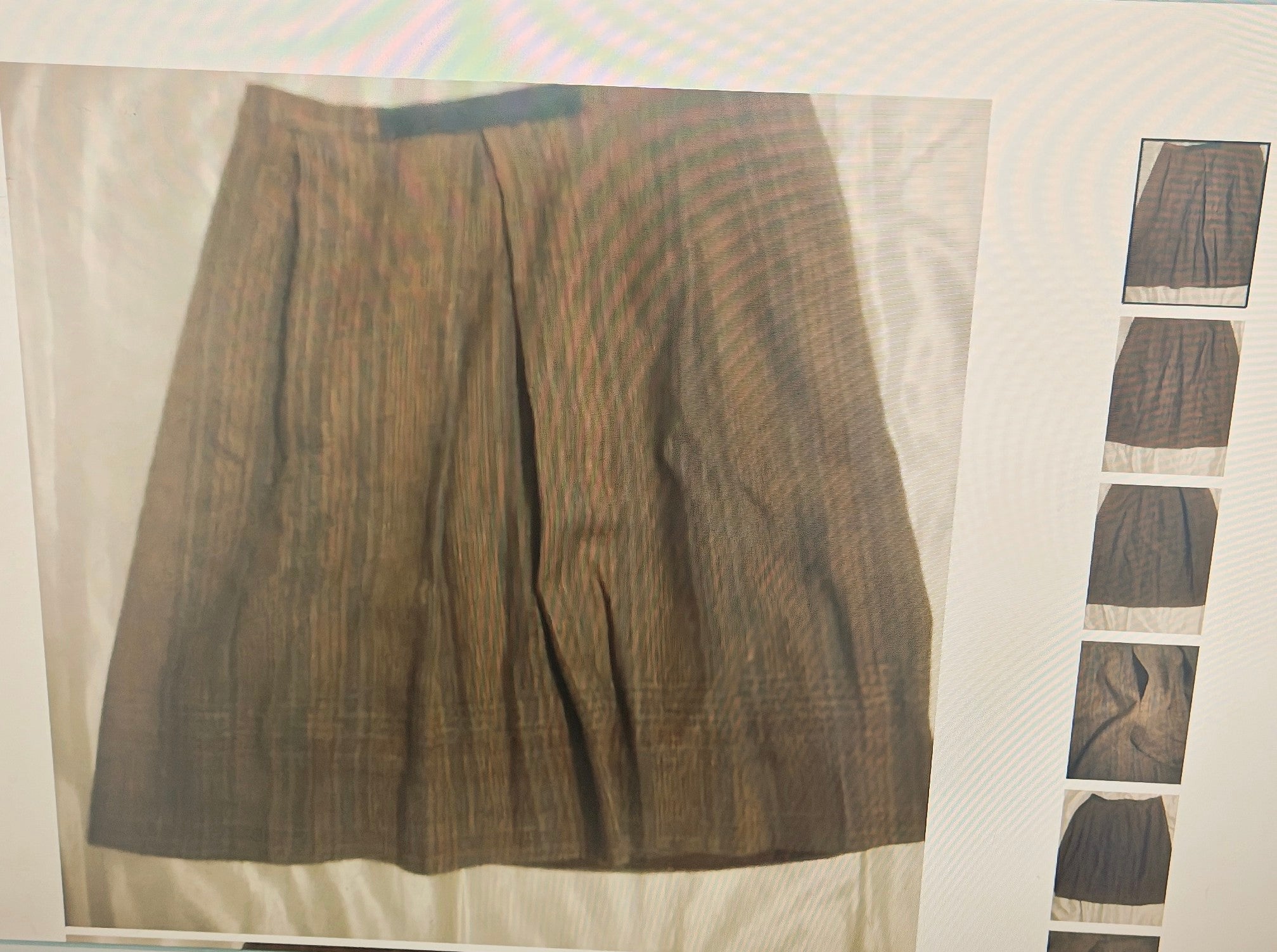 Brooks Brothers women's wool skirt chocolate brown with blue strips size L
