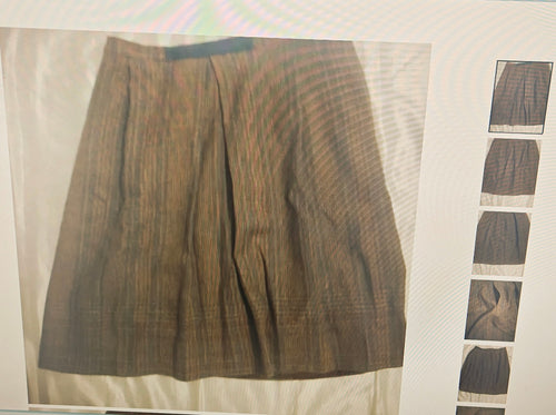 Brooks Brothers women's wool skirt chocolate brown with blue strips size L