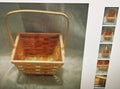 Wicker basket with handle 9" wide 4" tall tan with white woven in between