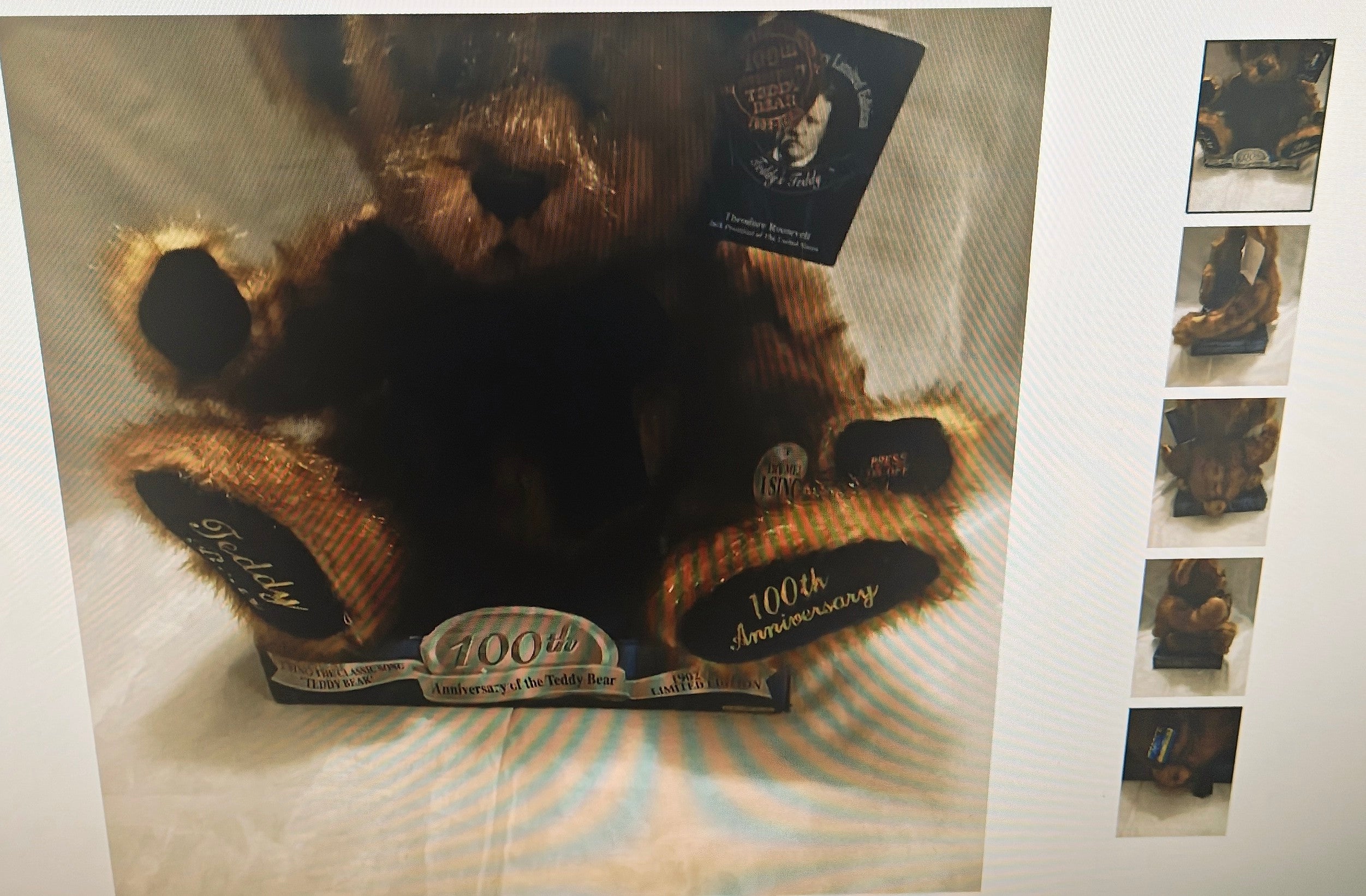 Vintage musical 100th Anniversary Teddy Bear Theodore Roosevelt 14"H 15"W brown

