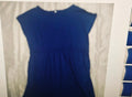 Women's 2XL blue dress round neck no collar short sleeves w/side pockets
