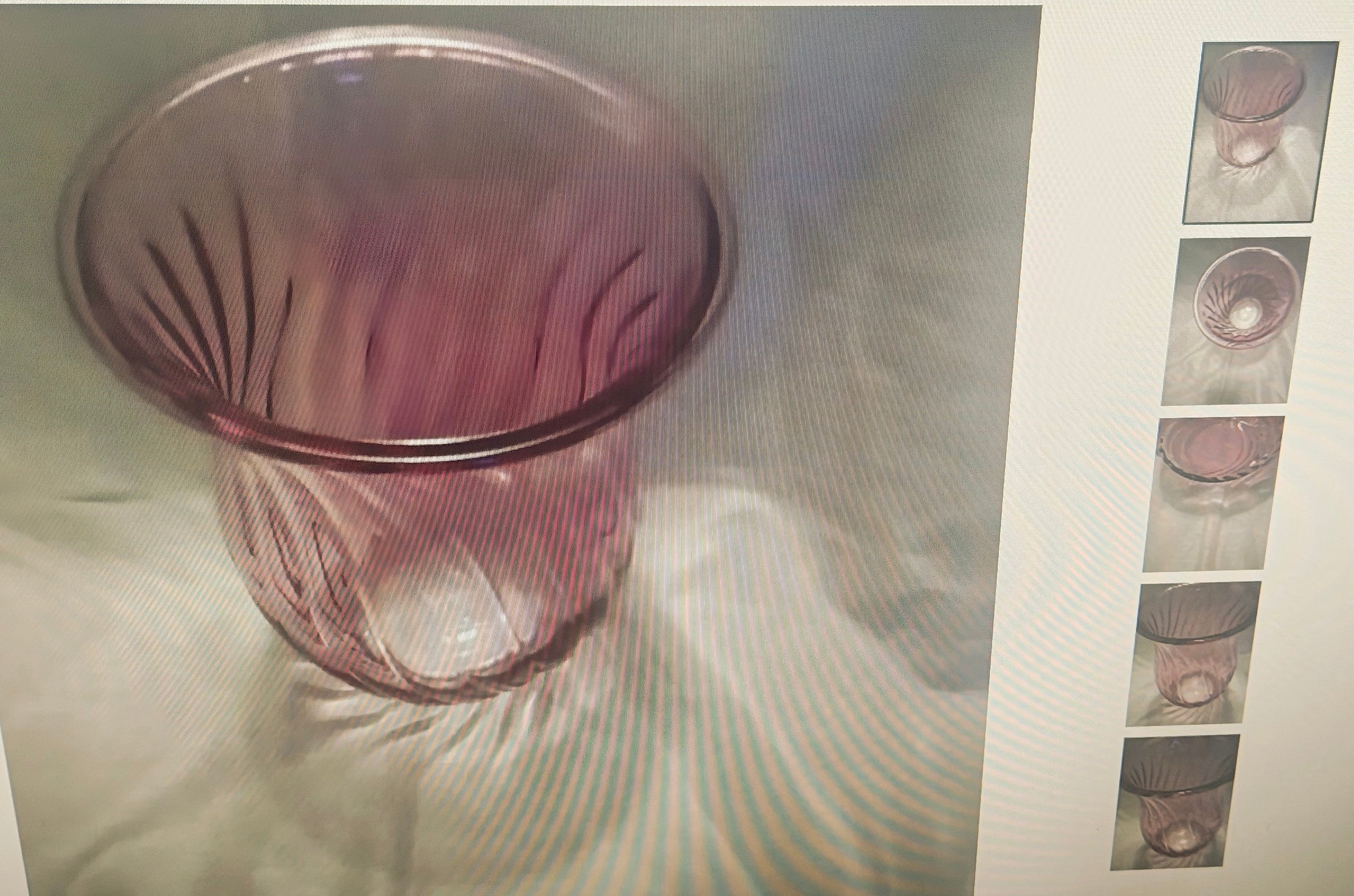 Glass flower vase purplish pinkish medium size 8"H 5.5" opening
