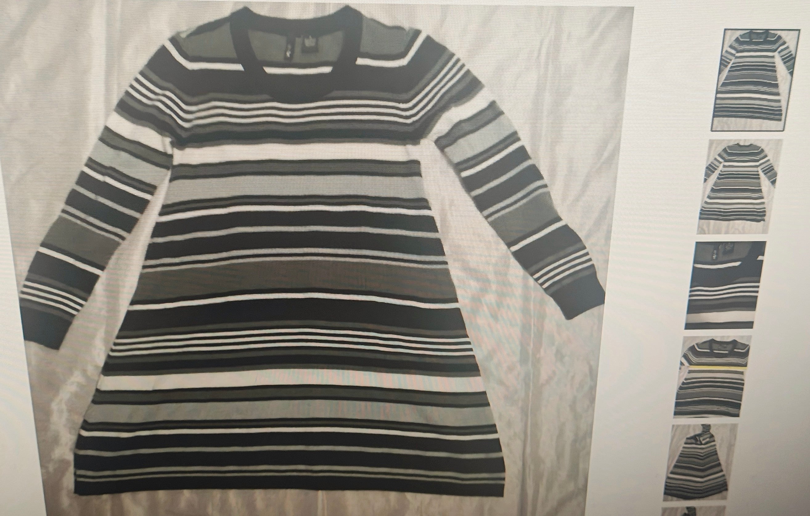 ultra flirt women's acrylic knit dress size S black/grey/white long sleeves

