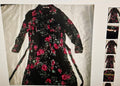 Evri women's floral belted shirt dress long sleeves black/red size 2X
