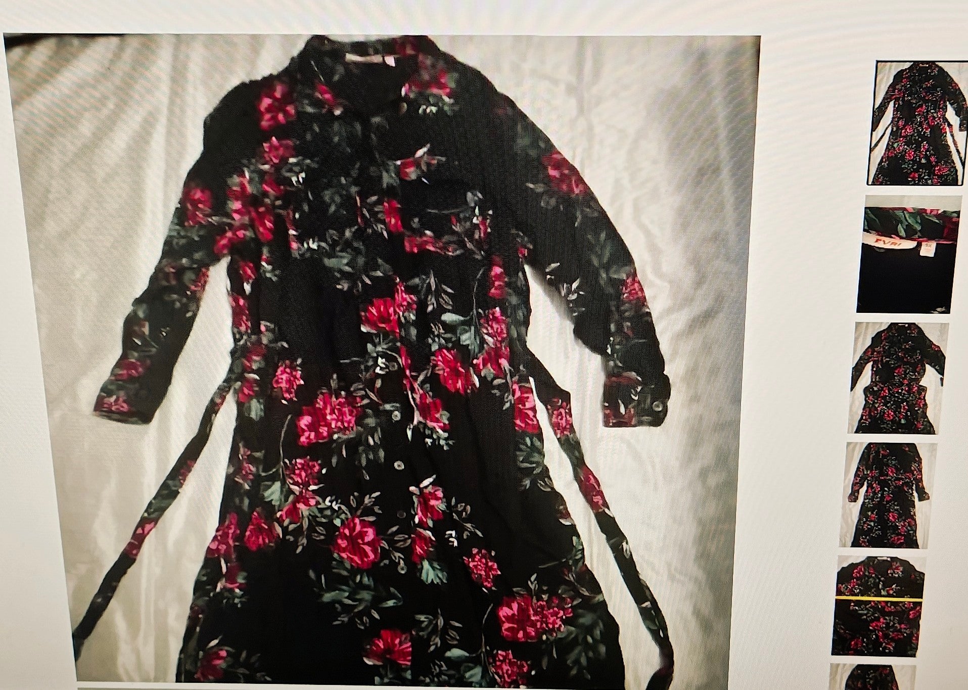 Evri women's floral belted shirt dress long sleeves black/red size 2X
