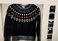 Women's Arcrylic lng sleeves sweater blue w/geometric size S4-6 university style
