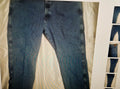 Wrangler Rugged Wear men's blue suspenders buttons jeans size 52x30 cotton
