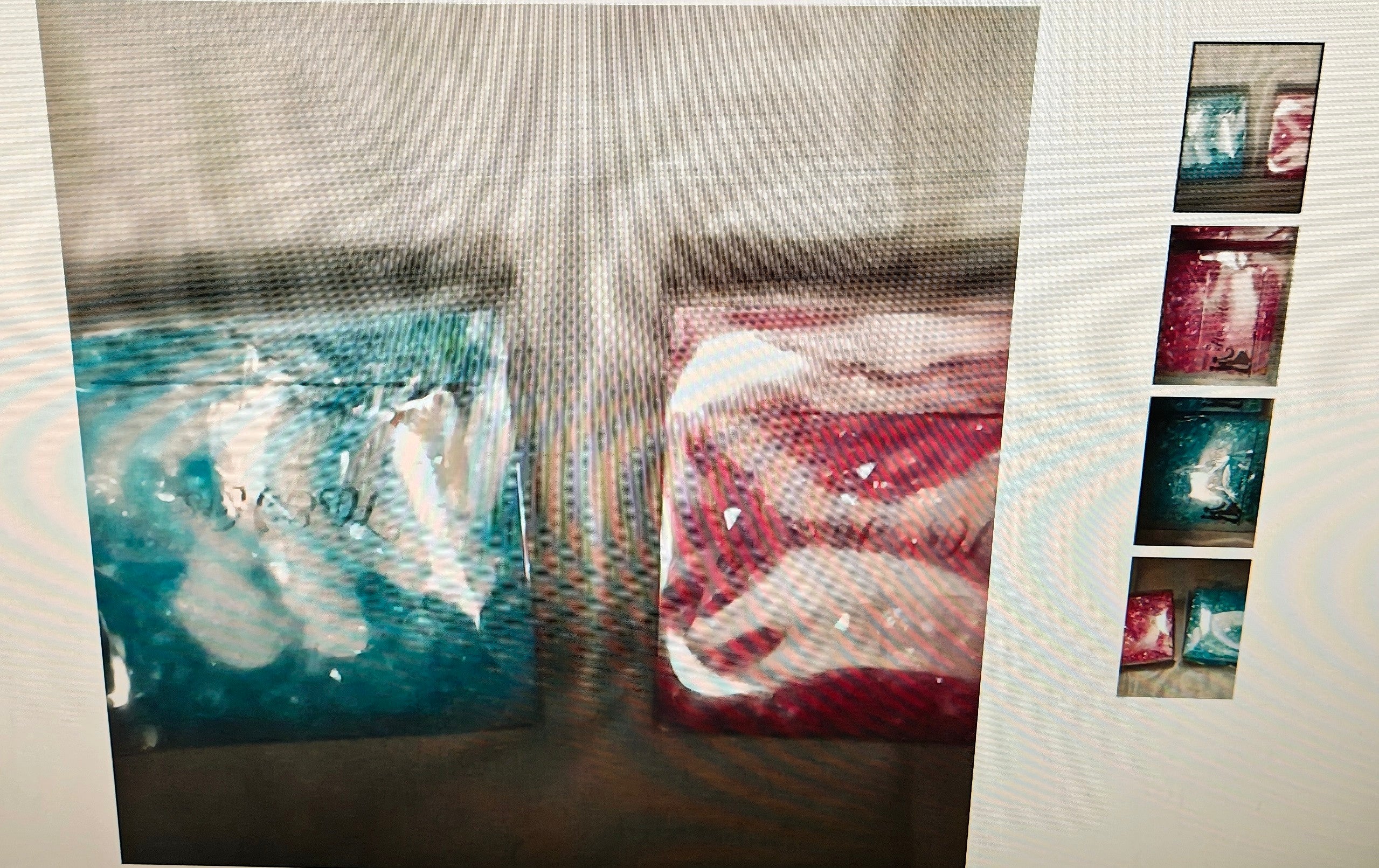 His & Hers faux diamond confetti turquoise and fuchsia
