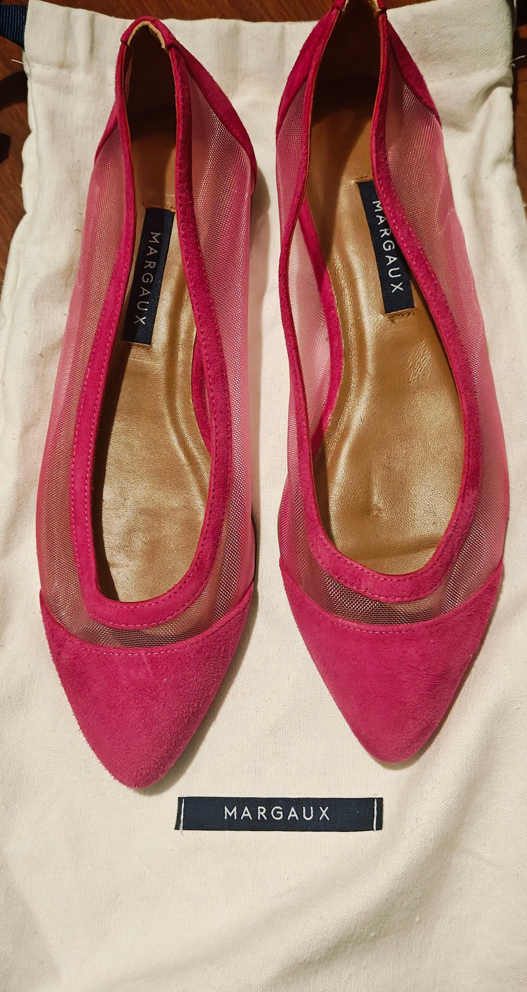 New Margaux the Pointe Flamingo mesh fuchsia women's suede shoes size 36 M