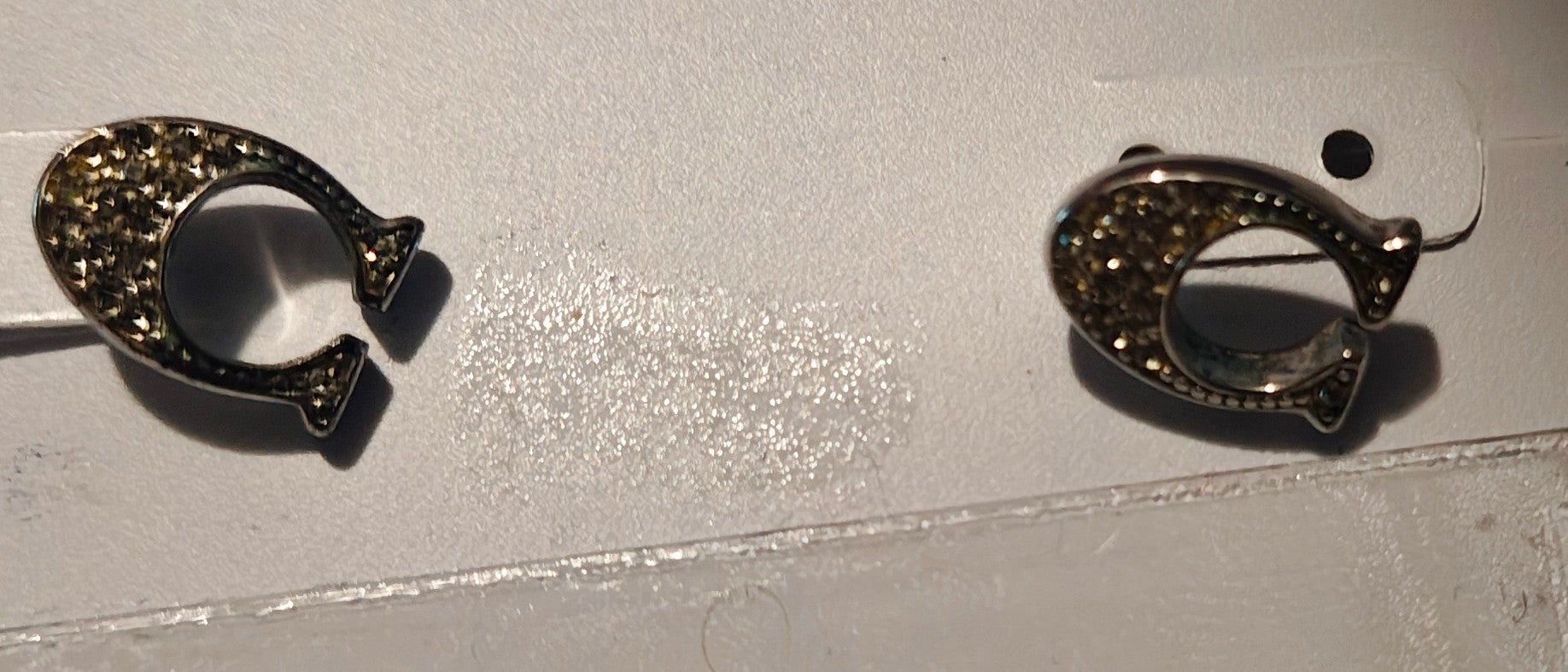 Pave Signature Coach Silver Tone Earrings