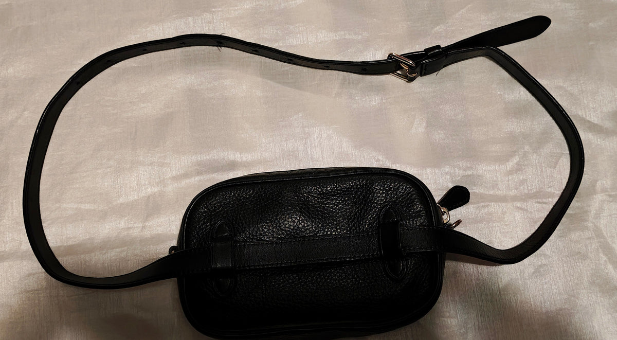 Authentic Black Coach Convertible Belt Bag in Refined Pebble Leather 