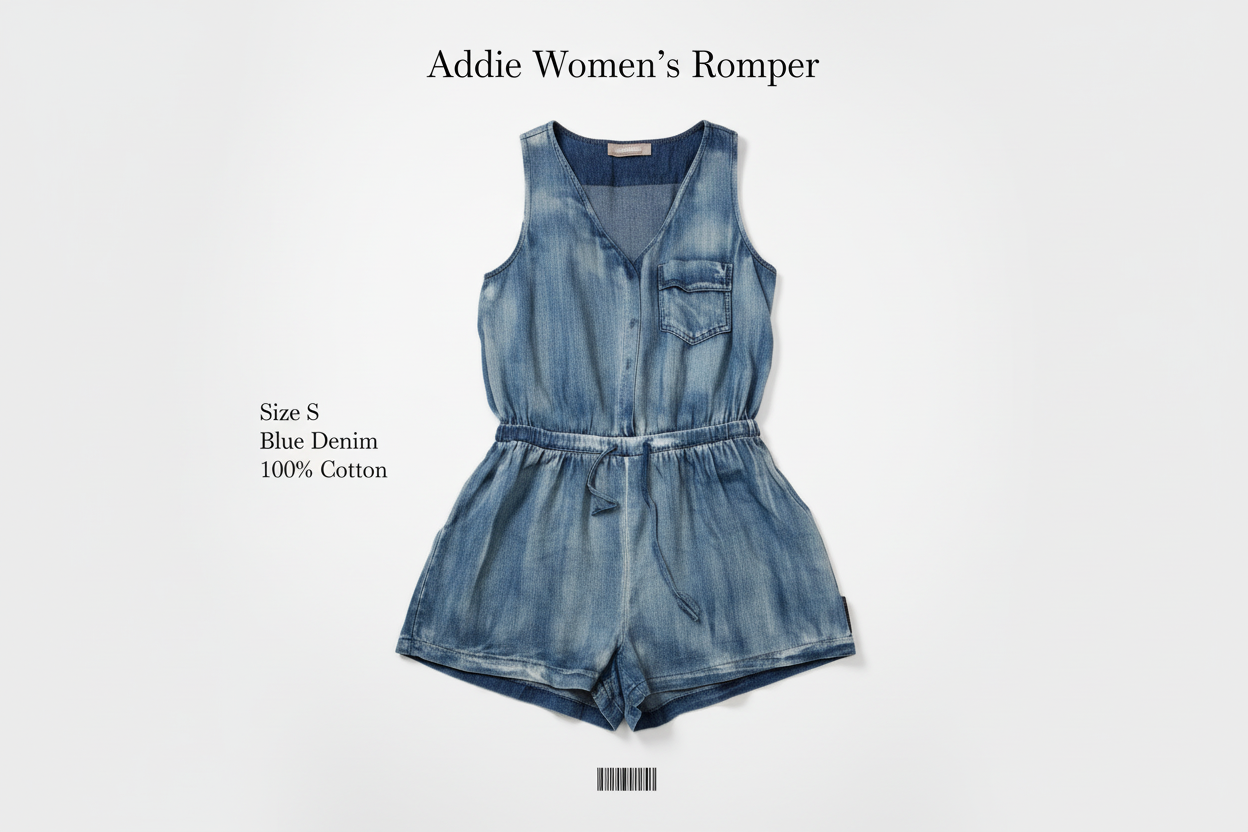Catalog image for Addie Women's Chic Blue Jean Romper